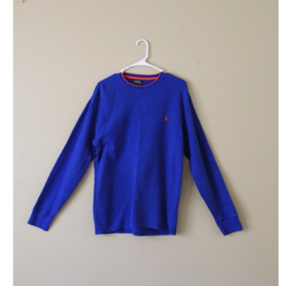 Polo Electric Blue Ribbed Long Sleeve